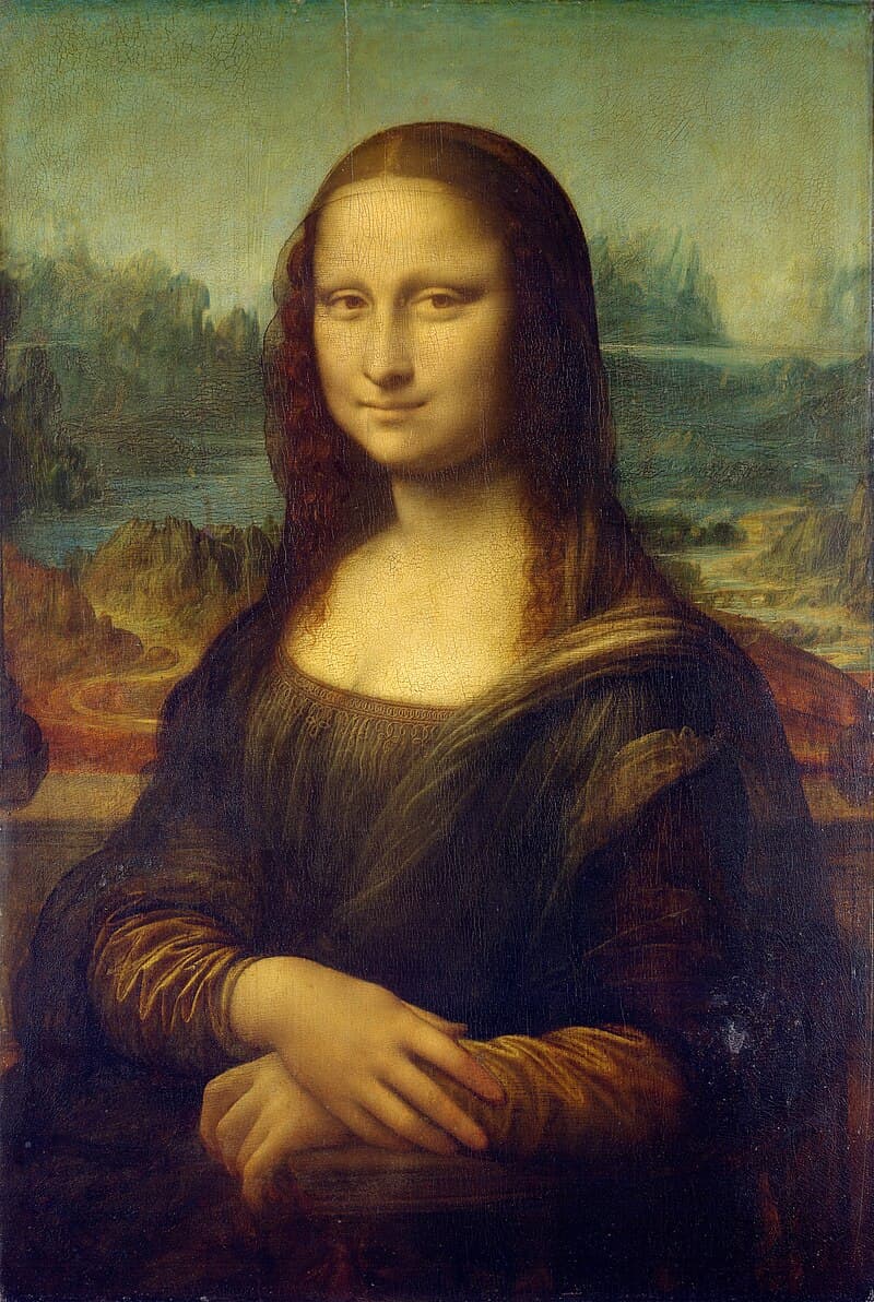 A blurred low-resolution Mona Lisa.
